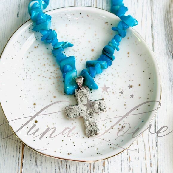 FREE PEOPLE Supernova Choker In Turquoise & Silver NWT - Picture 3 of 5